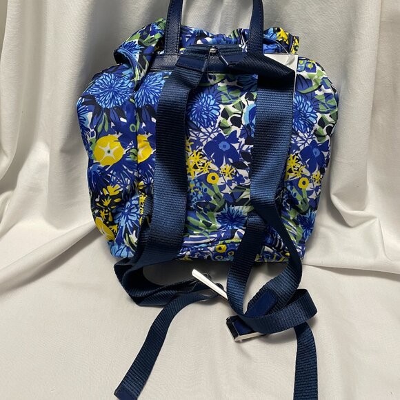 Prada Backpack Tessuto Zainetto Stampata Blue Floral Printed Bluette New - Picture 6 of 8